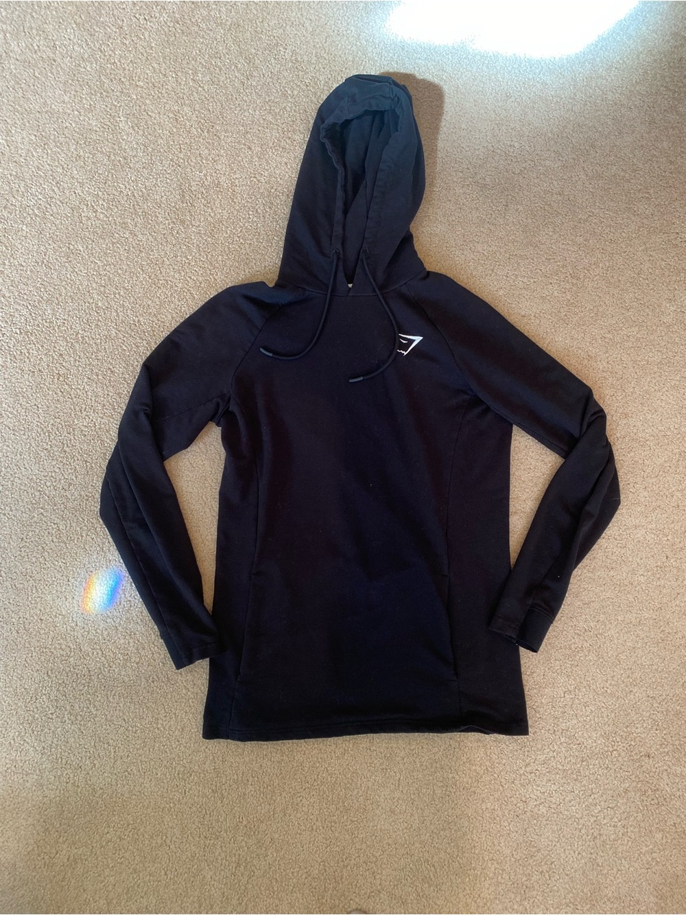 Gymshark Black Solid Hooded Pullover Hoodie Logo Accent Men’s Size S